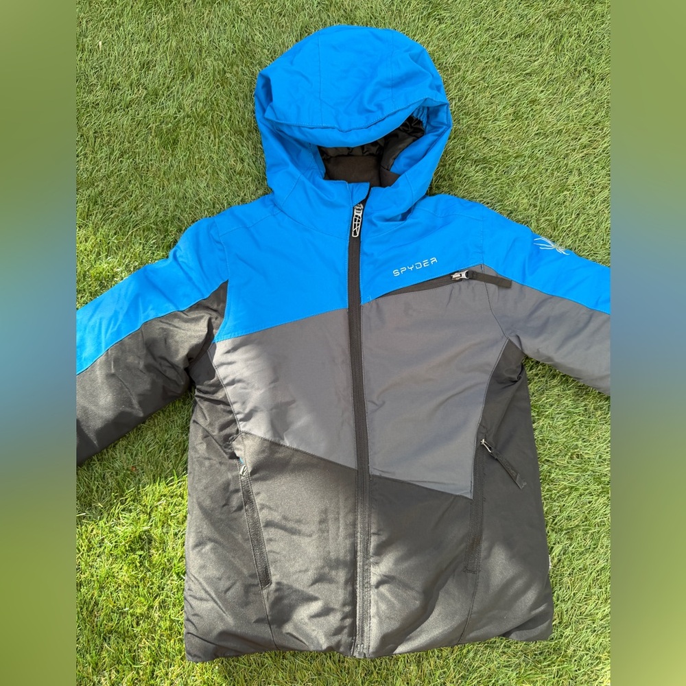 Spyder Little Boys Kids Youth City Slope Old Glory Blue Black Ski Snow Jacket 5